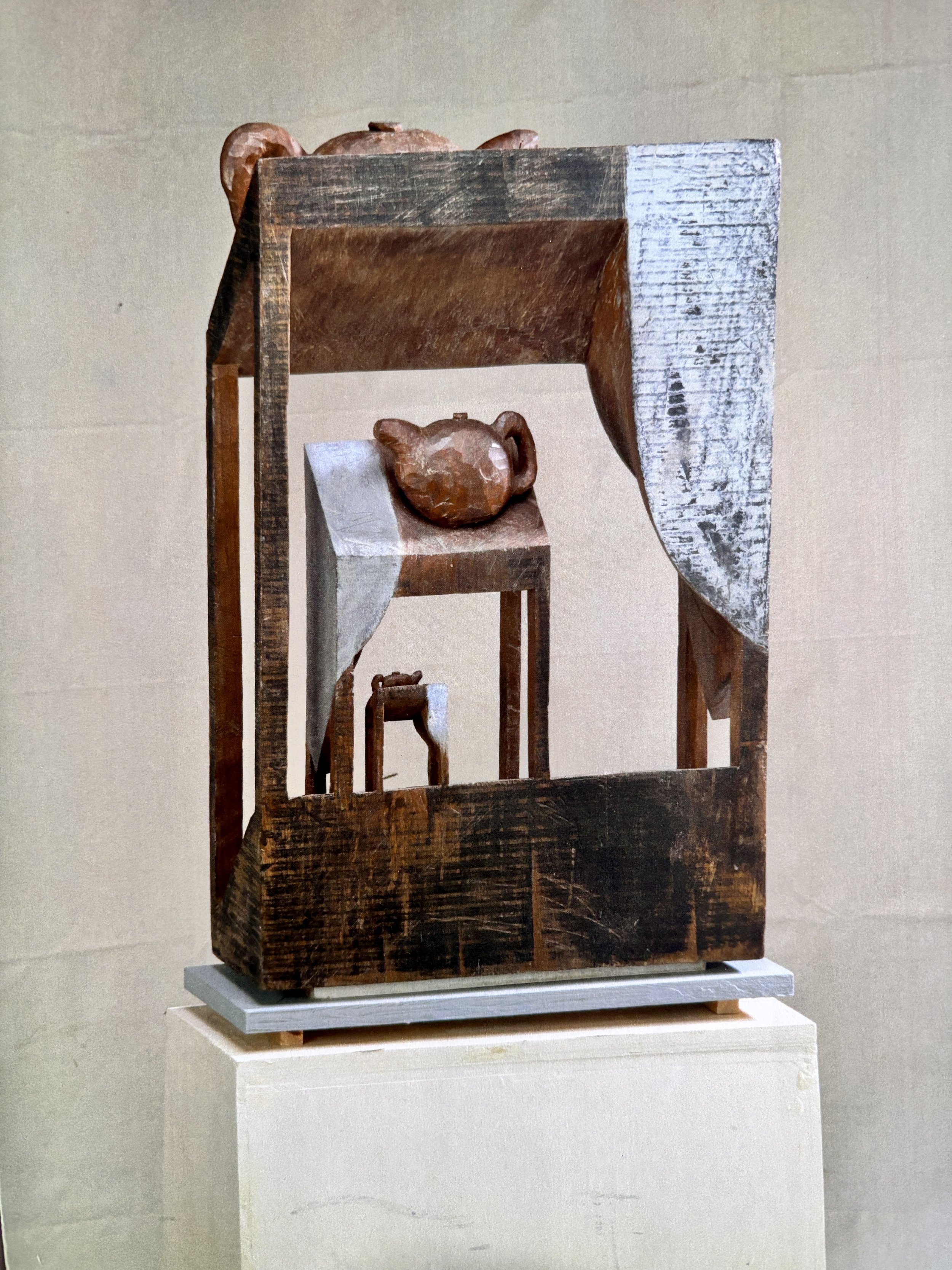 bill hochhausen hand-carved wooden sculpture tables with teapot (1).jpeg