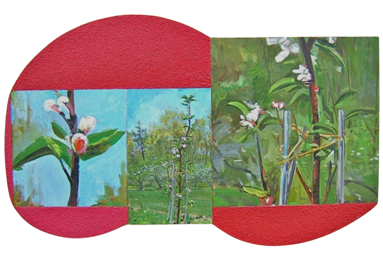 bill hochhausen modern art oil on panel flowering bud textured brushwork pop art.png