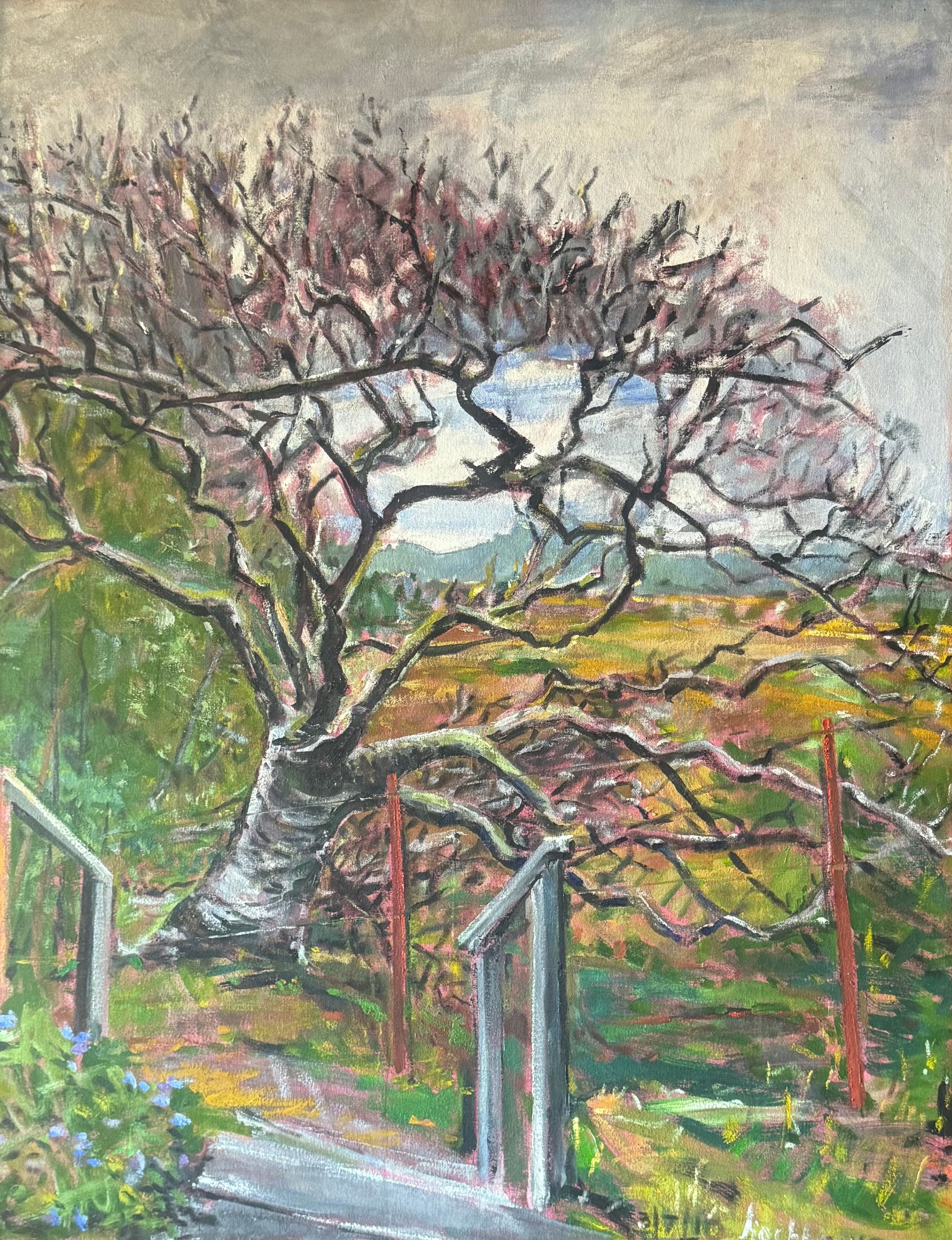 bill hochhausen modern figurative art contemporary plein air painting oil bare tree and field.jpg