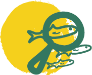 Cartoon bee character wearing goggles and a scarf, standing in front of a yellow circle background.