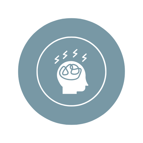 Icon of a person's head with a brain and lightning bolts indicating headache or migraine.