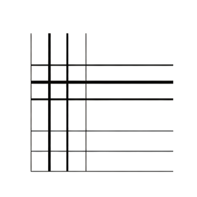 A pixelated image of a dark, abstract graphics or design with a vertical rectangle and horizontal lines in grayscale.