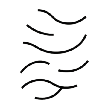 Multiple black curved lines on a transparent background.