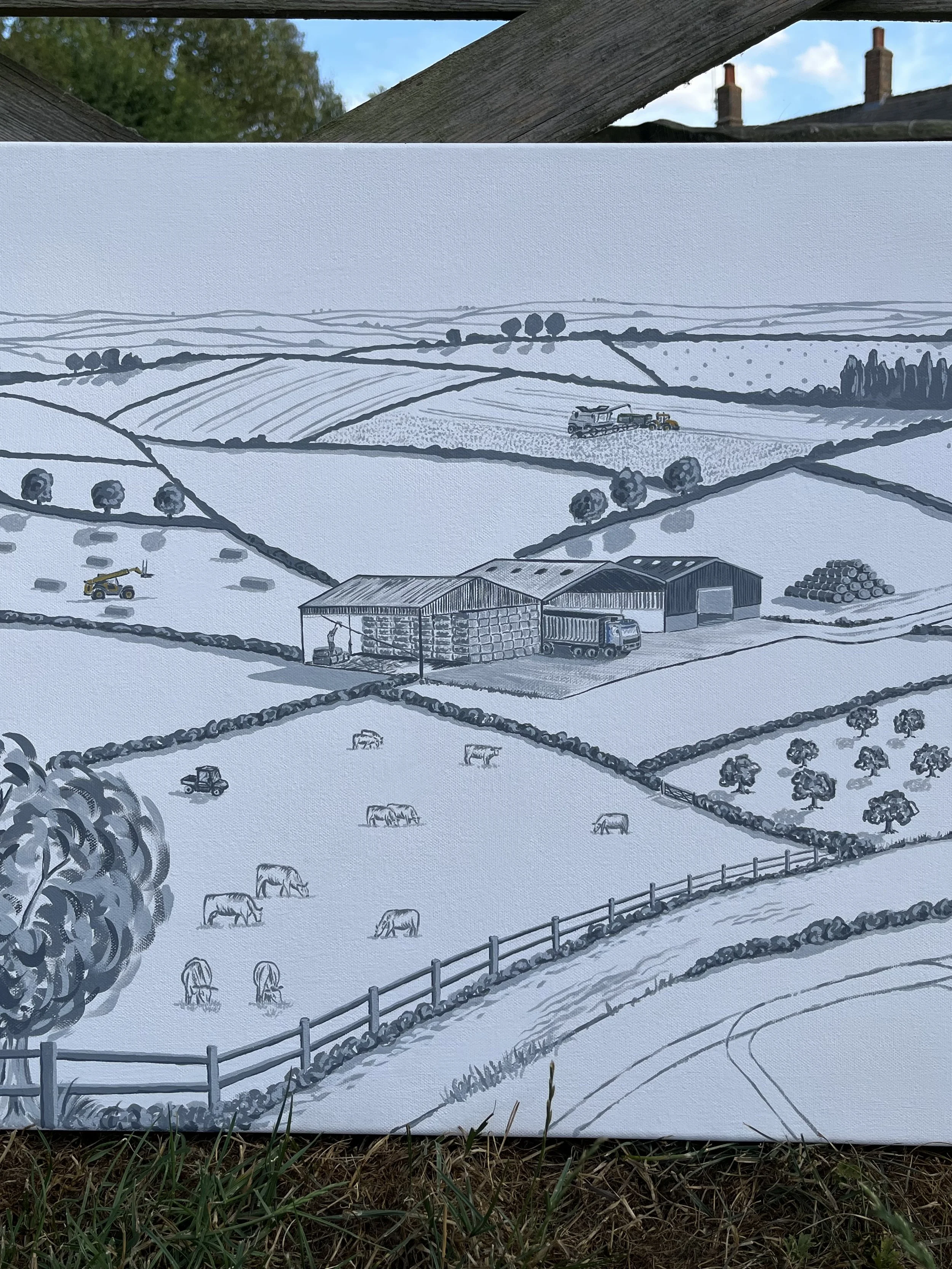 Farm landscape painting