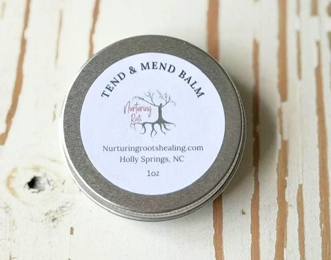 Tend & Mend Balm-  A warming, restorative balm for tired, overworked areas of the body
