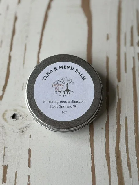 Tend & Mend Balm-  A warming, restorative balm for tired, overworked areas of the body