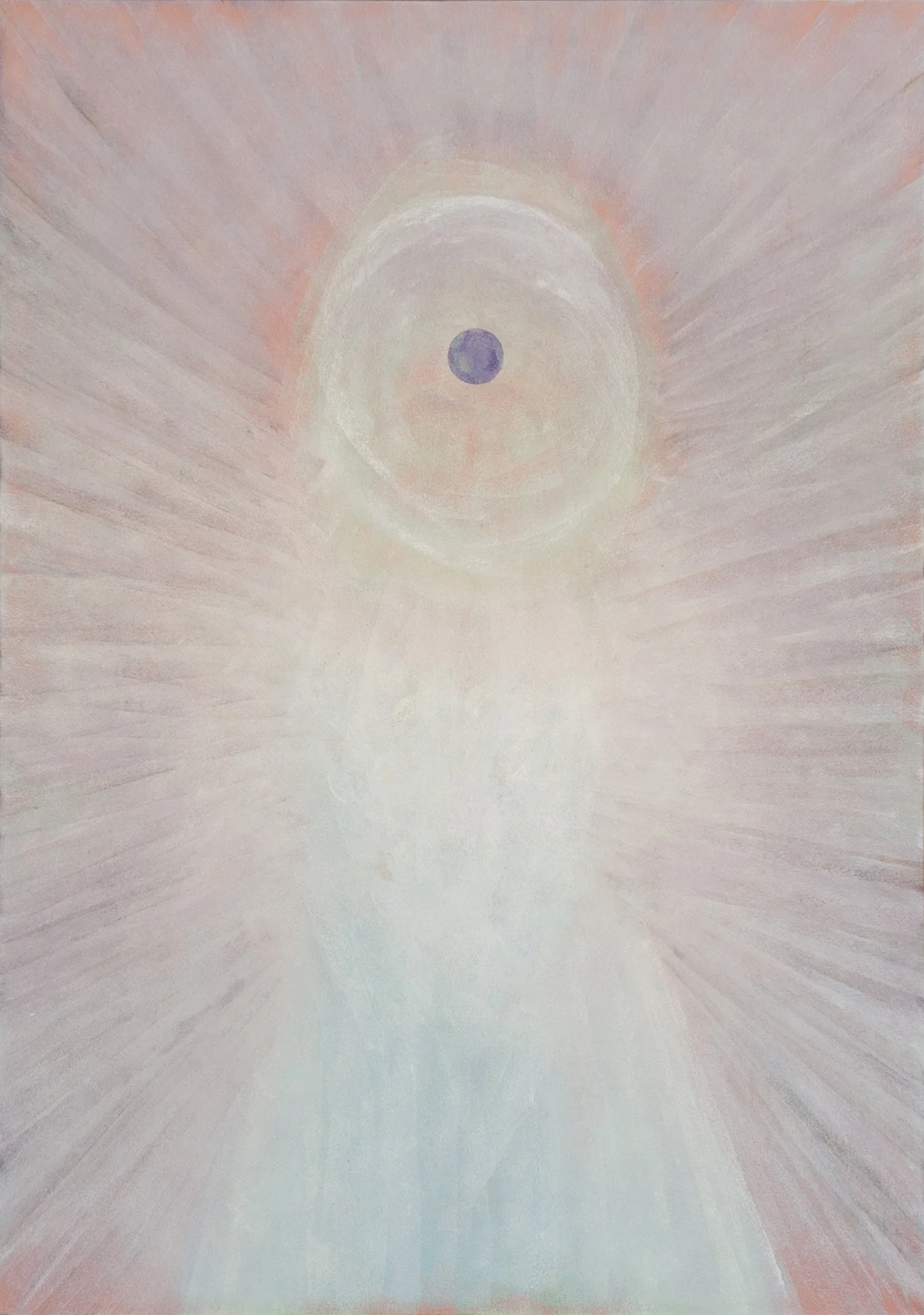 Titel:  Mutter Erde.
Unser Planet ist umgeben von einem beschützenden Lichtwesen, das in sanften Farben alles überstrahlt.
Dieses Bild leuchtet auch dann, wenn es selbst nur wenig Licht empfängt, gemalt in unzähligen Farbschichten. 