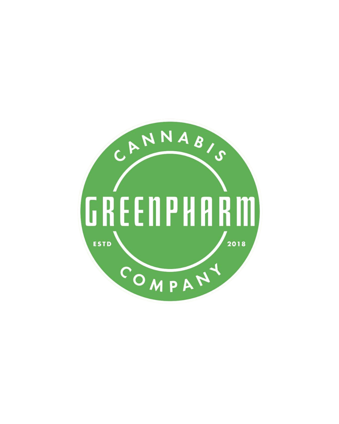 Greenpharm Cannabis Company logo with white text and a circular design.