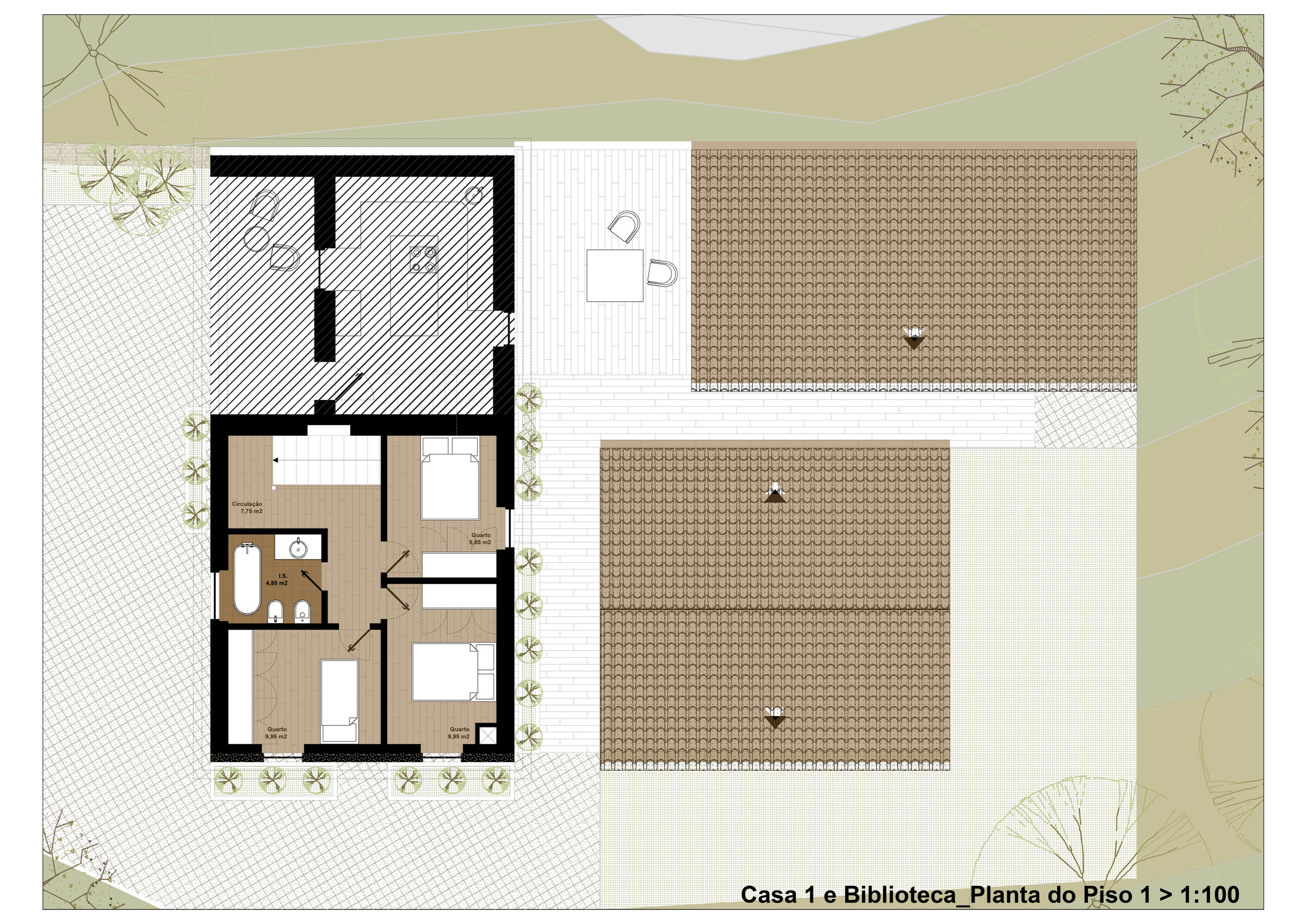 Main house + library + warehouse | Floor 1