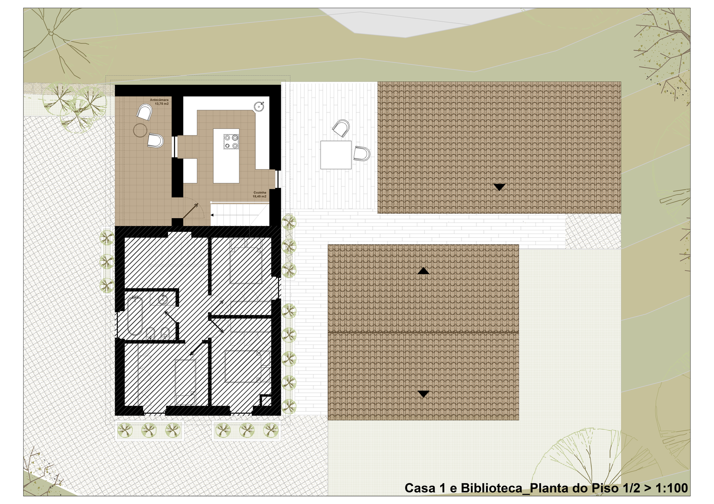 Main house + library + warehouse | Floor 1/2