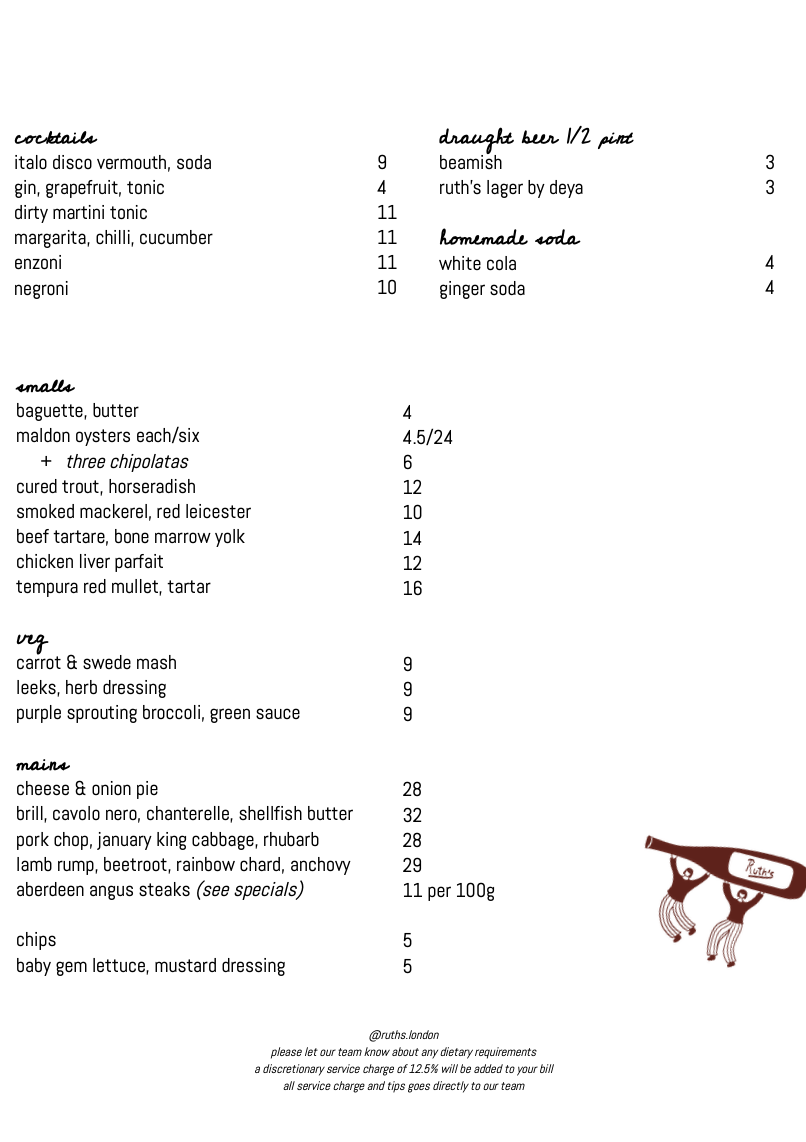 Food Menu — Ruth's