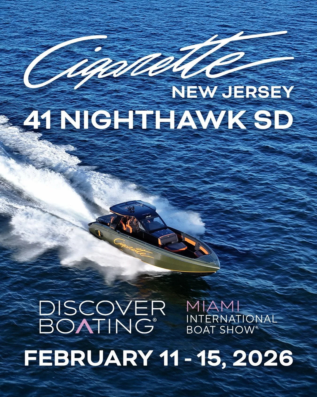 Come see our 2026 41 Nighthawk SD at the @miamiboatshow February 11-15, 2026.

Custom Lamborghini Verde Gea
Twin Mercury Engines 1100
Mercury M8 Drives
Joystick Bow Thruster
Garmin Screens 8617 on Helm
Garmin Transducer
Garmin VHF Radio
Garmin GC200 