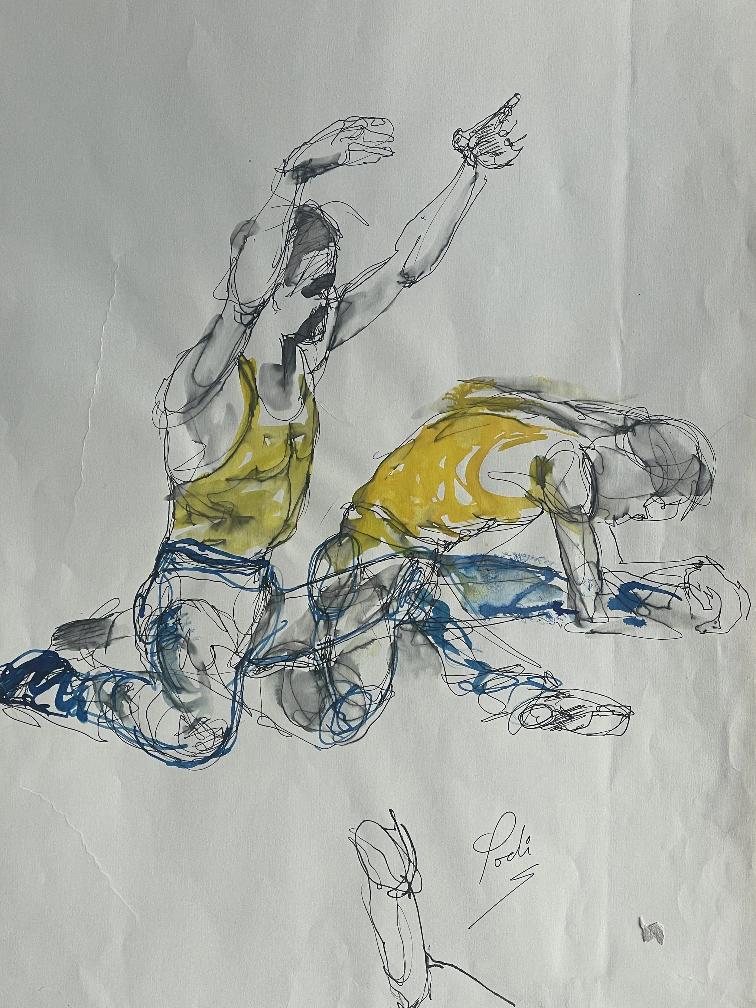 Dancer during warm-up exercises.