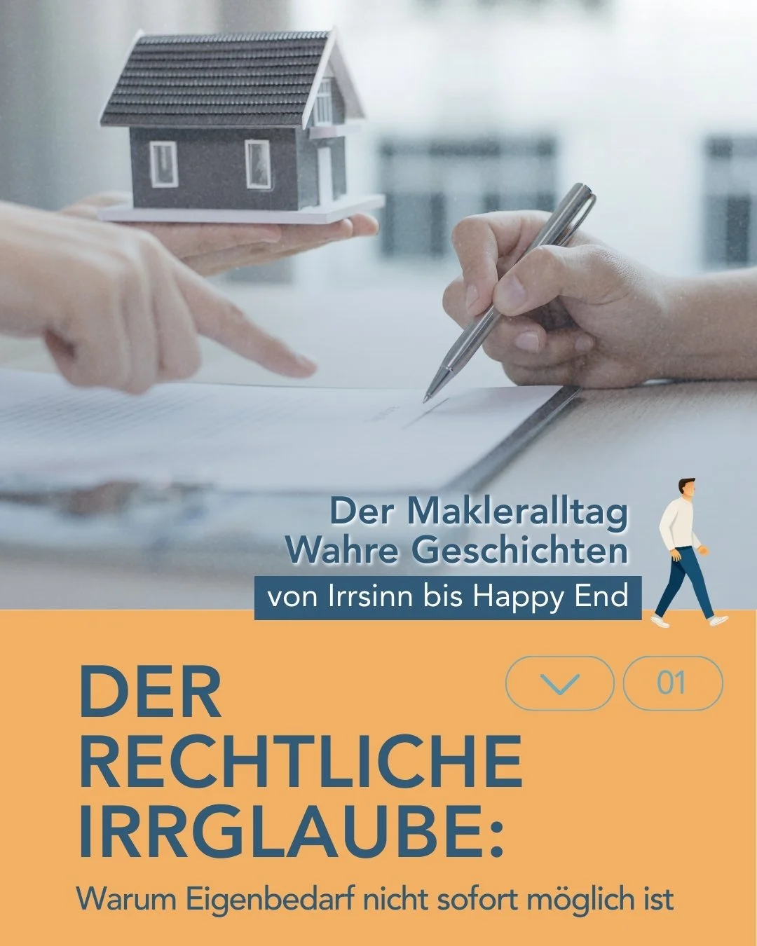Ein Haus ist verkauft.

Der K&auml;ufer will selbst einziehen.

Der Mieter denkt: &bdquo;Dann muss ich wohl bald raus.&ldquo; So weit &ndash; so falsch.

Was manche nicht wissen (und was im Alltag von Maklern immer wieder f&uuml;r Stress sorgt):
Eine