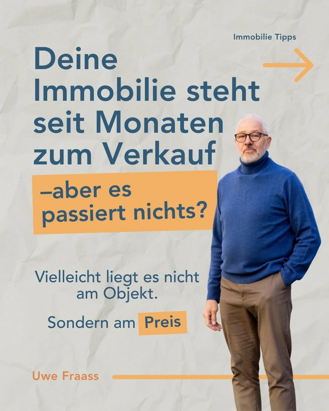 Steht deine Immobilie schon l&auml;nger zum Verkauf und es tut sich wenig?

Oft liegt es am Preis &ndash; nicht am Objekt.

Im Carousel zeige ich Dir, wie ein neutrales Wertgutachten Dir Klarheit geben kann.

Wenn Du wissen willst, ob Dein Angebotspr