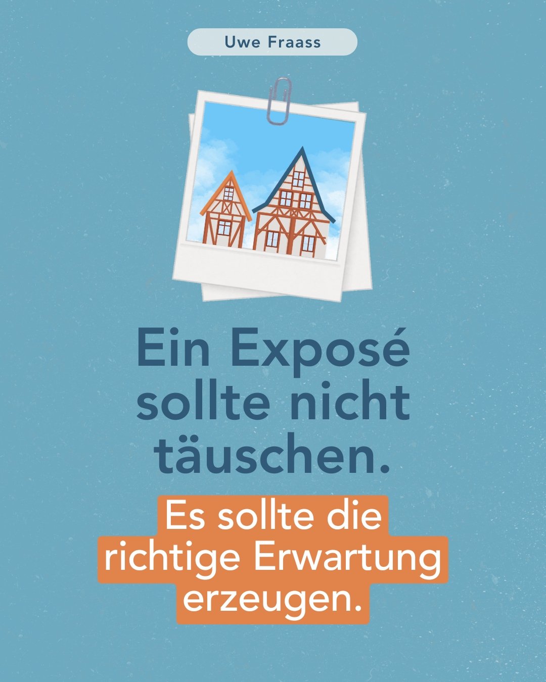 Echte Bilder
oder nur sch&ouml;ne Verpackung?

Genau da beginnt oft schon der Fehler im Expos&eacute;.

Denn nat&uuml;rlich kann man eine Immobilie optisch aufwerten.
Man kann Perspektiven w&auml;hlen, die besser wirken.
Man kann mit Hochglanz viel s