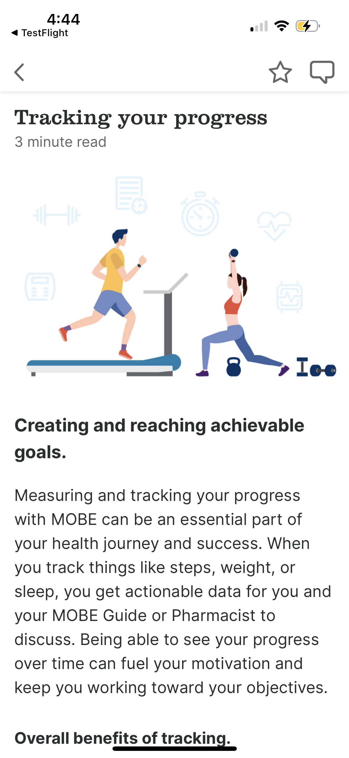 in-app, long-form content article