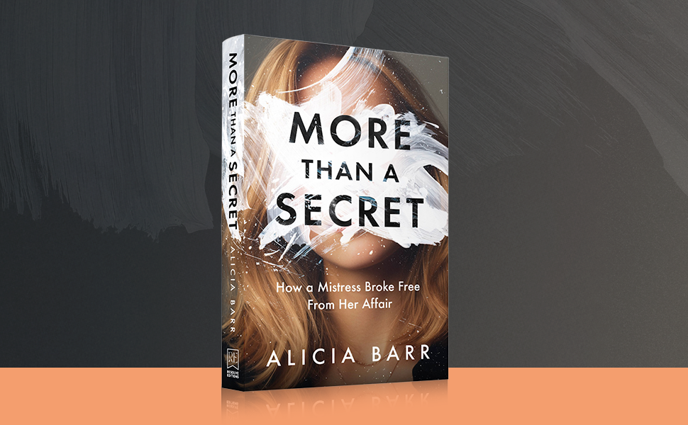 Book titled 'More Than a Secret' by Alicia Barr with a cover featuring a partially obscured woman's face and blonde hair, set against a dark background.
