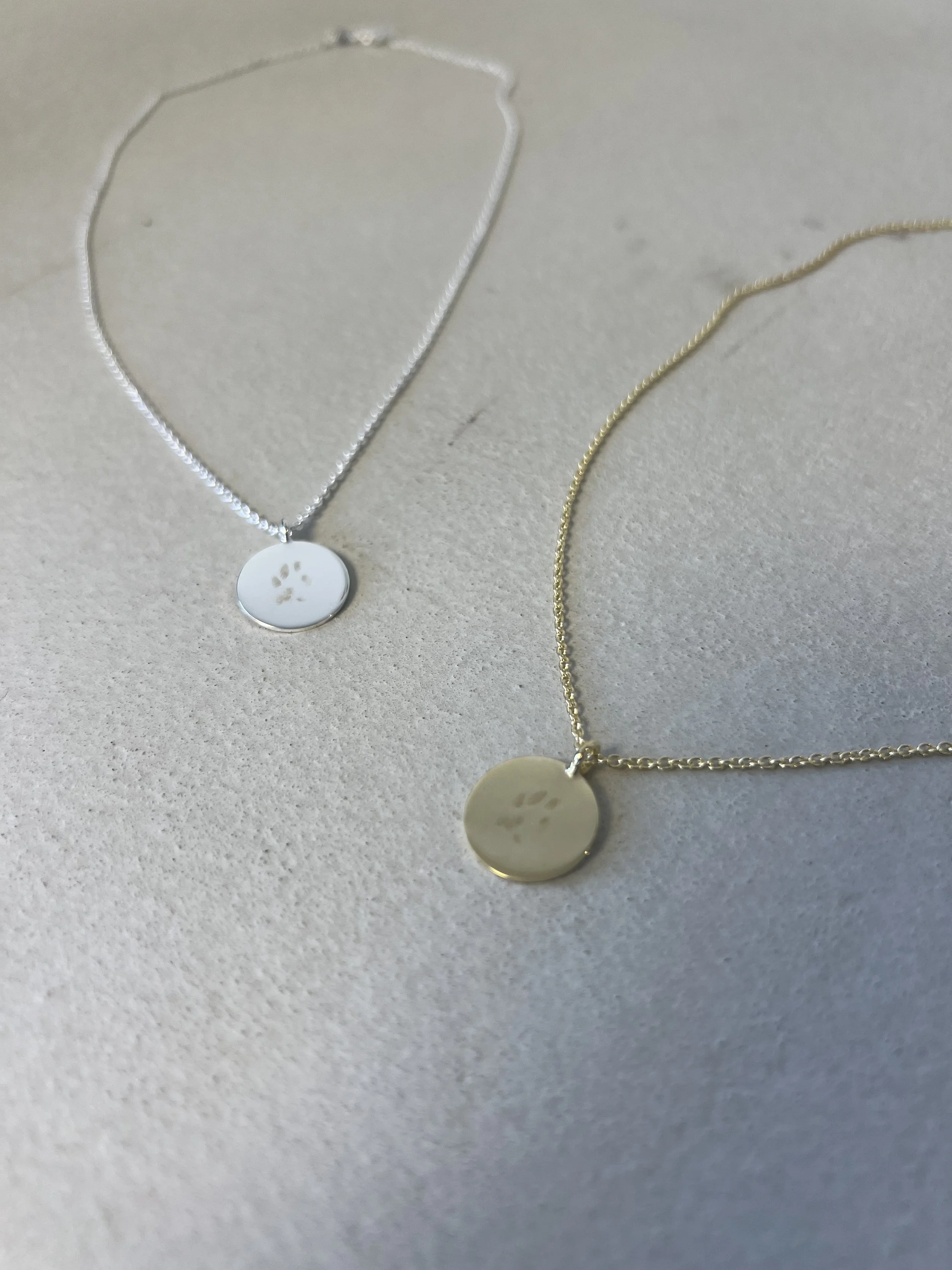 Pfotenabdruck Kette Silber, Silber vergoldet