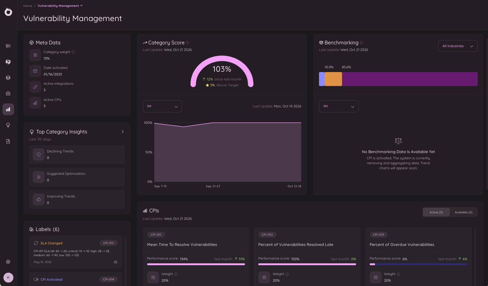 Onyxia Cyber's Vulnerability Management Dashboard