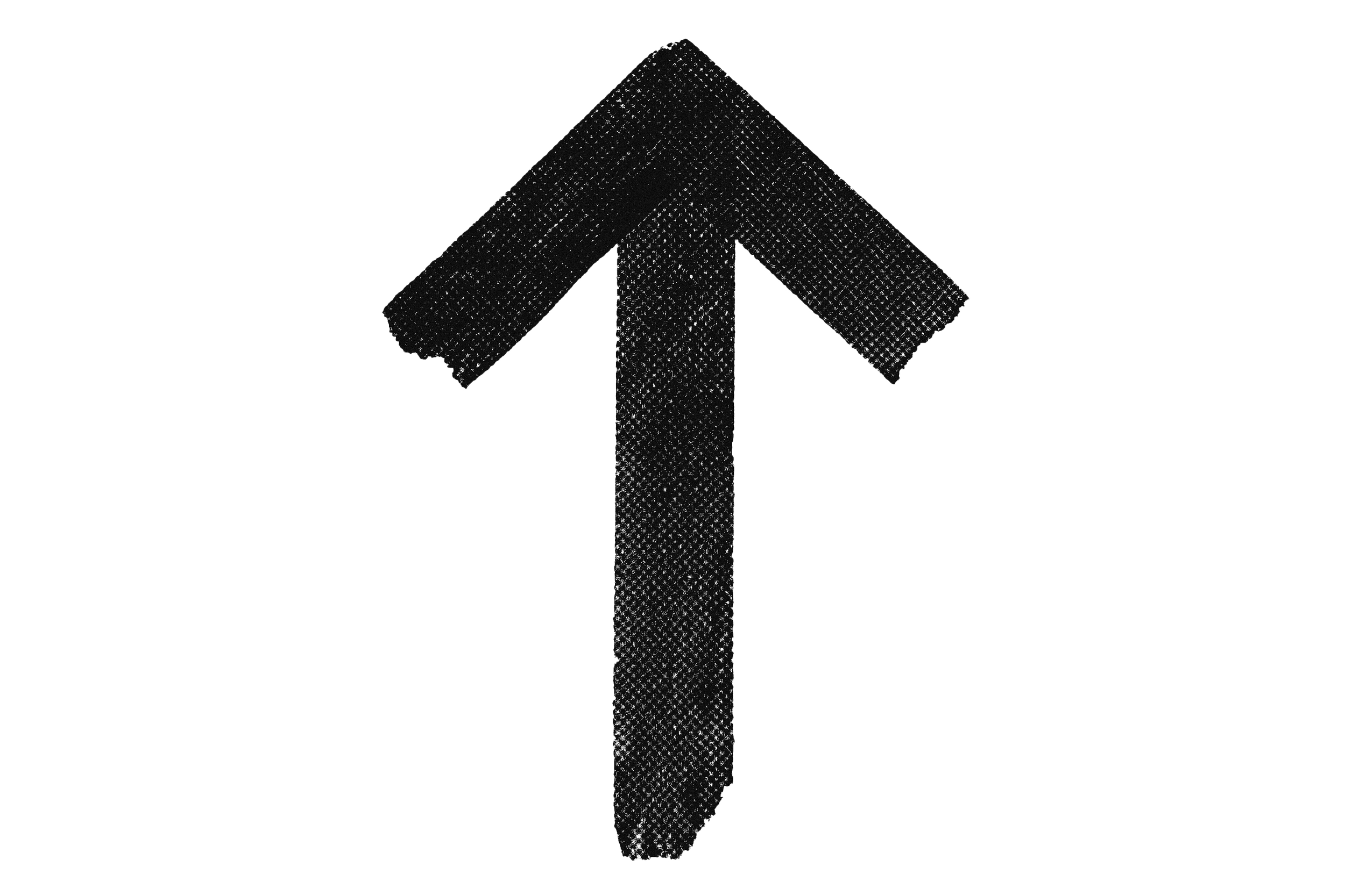 Une flèche blanche pointant vers le haut sur un fond noir.