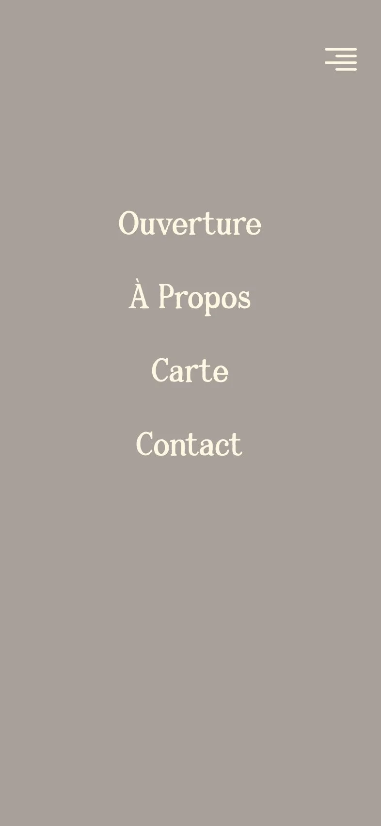 Menu de navigation mobile du site vitrine de Porco Rosto