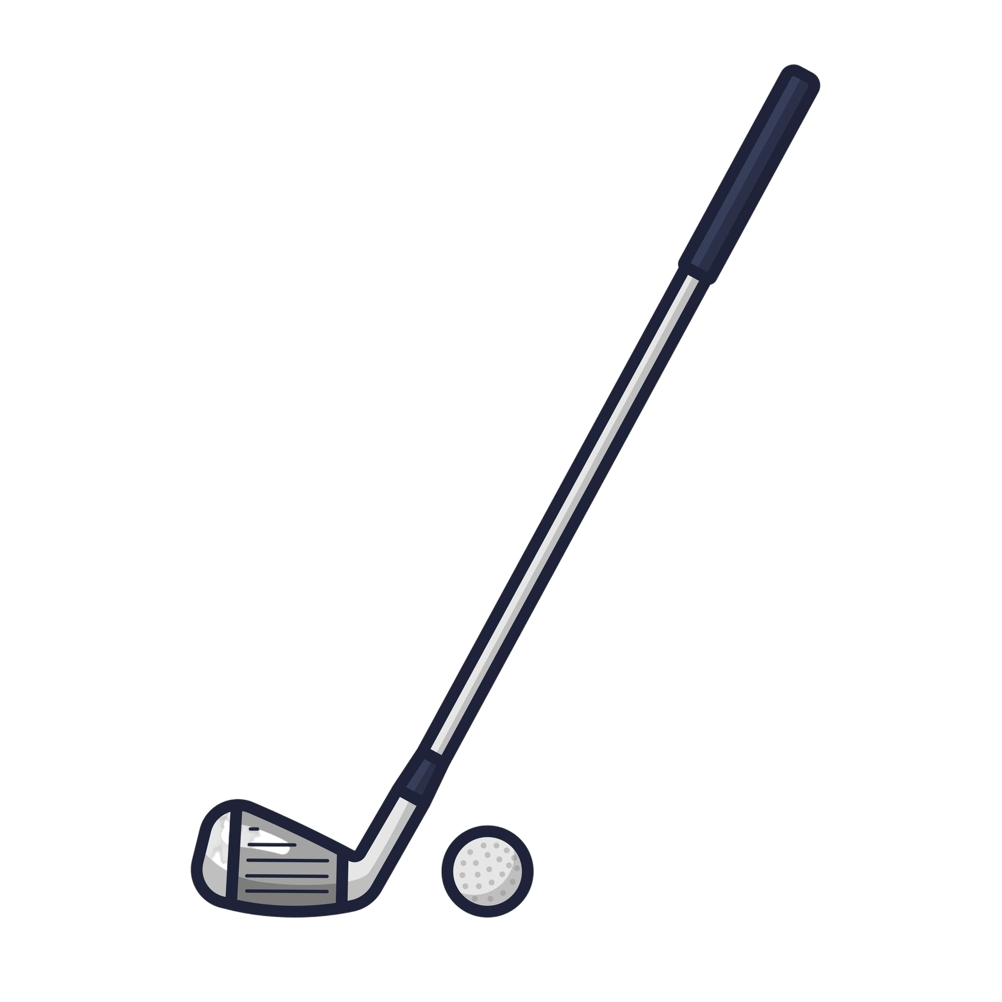 Illustration of a golf club and golf ball on a golf tee, with a height measurement scale in the background.