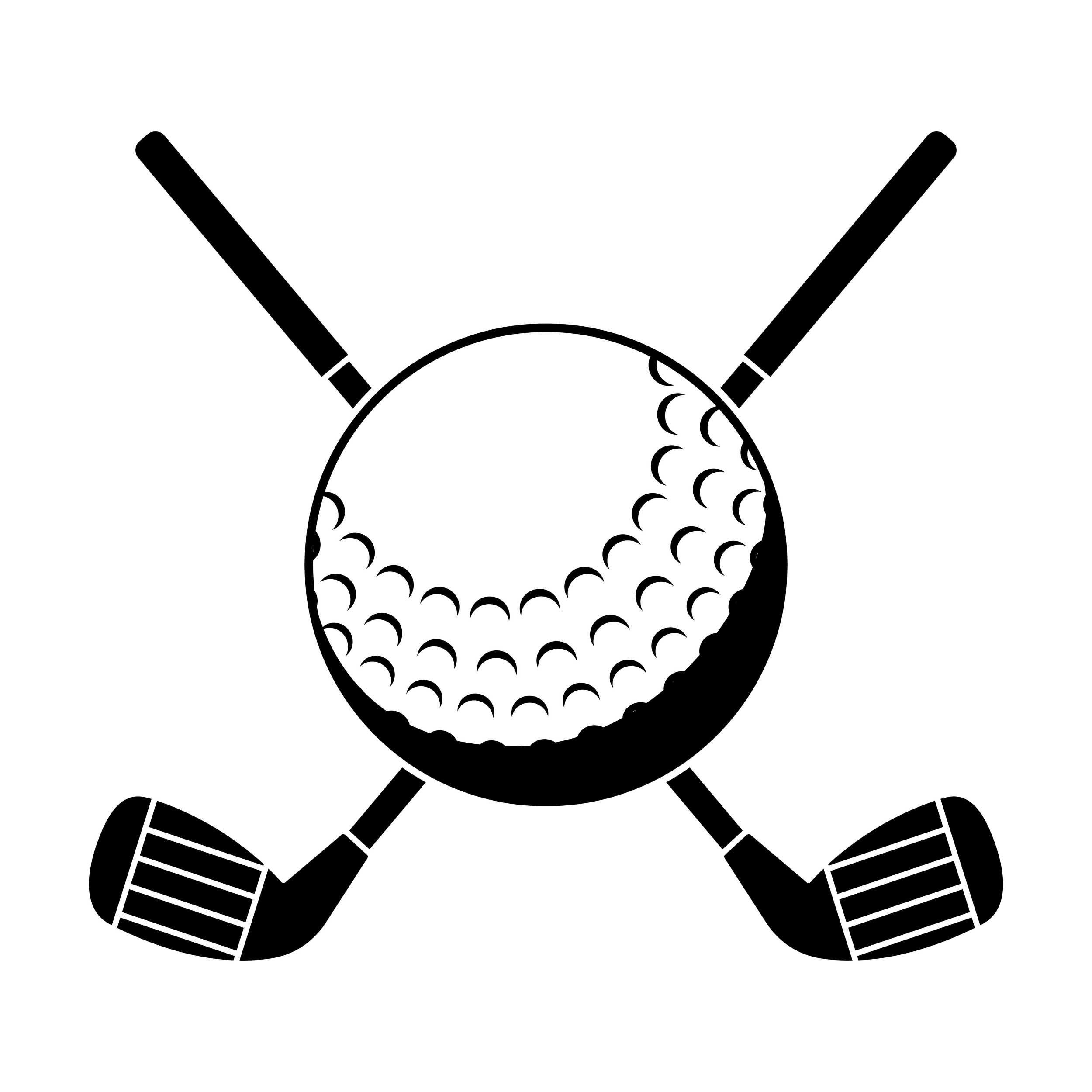 Play Thru Golf logo featuring a golf ball and crossed golf clubs