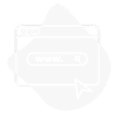 Icon of a web browser window with a search bar and a cursor pointing toward it, over a black and white abstract background.