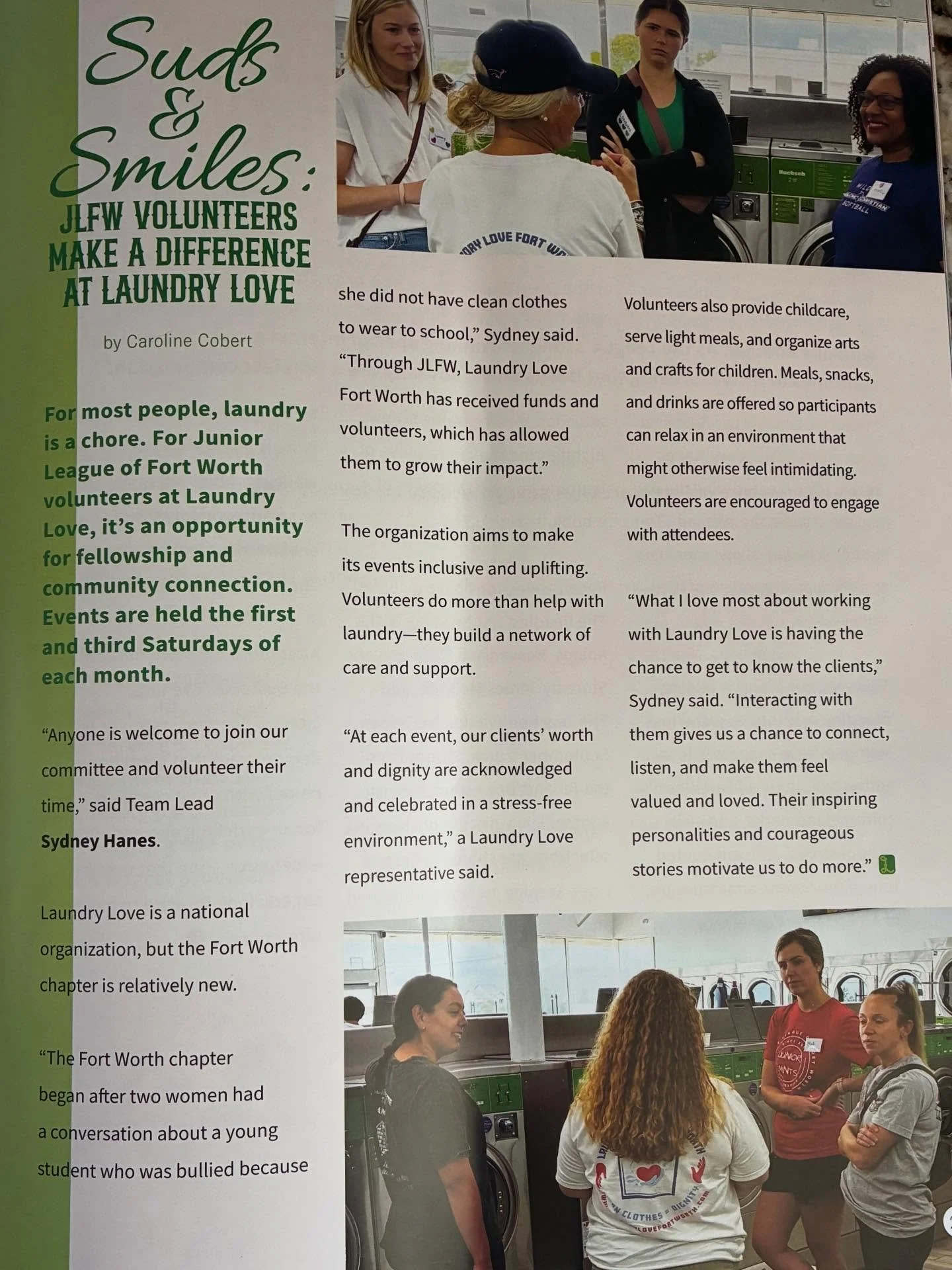 Thank you @jrleagueftworth for including our story in your latest edition of The Lariat! We ❤️ our League volunteers! #cleanclothesmatter