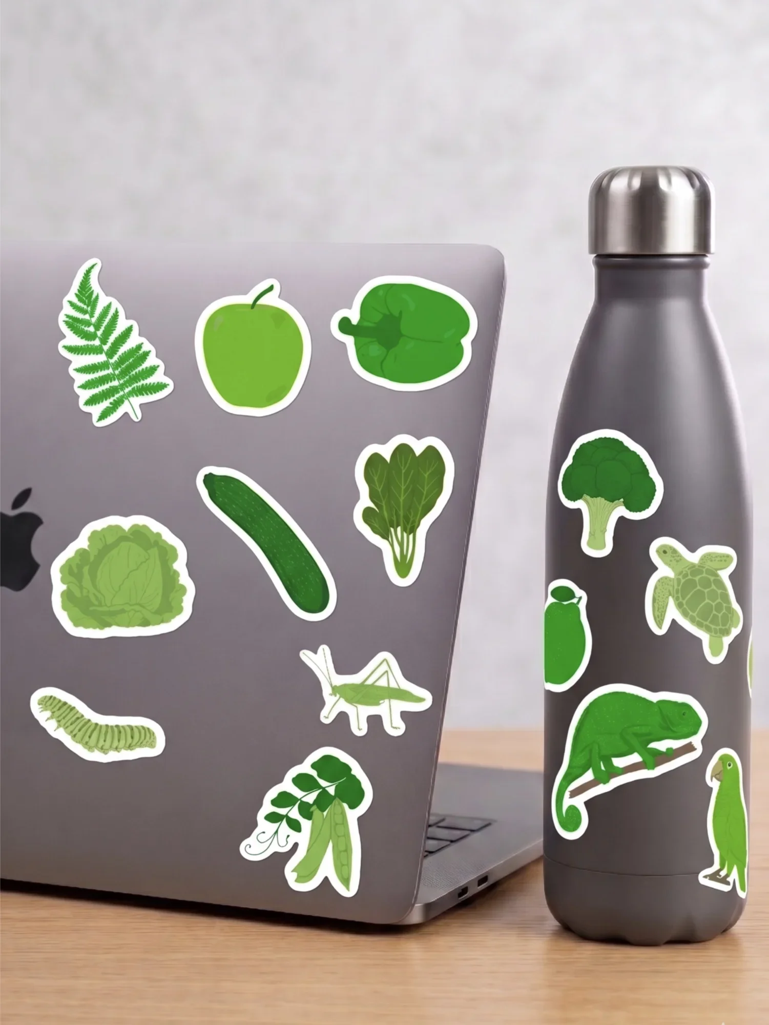 Pack stickers mise en situation "La vie en vert", symboles verts, stickers waterproof