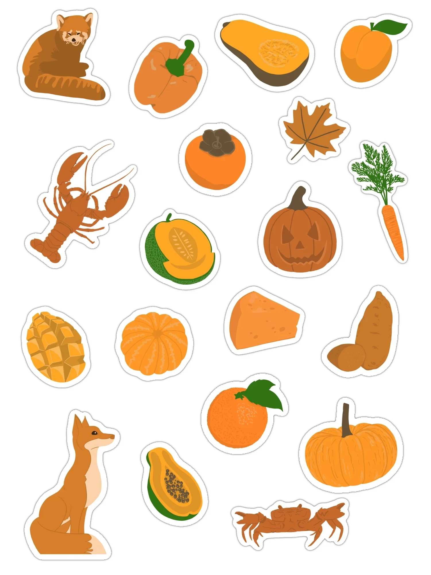 Pack stickers détaillé "La vie en orange", symboles oranges, stickers waterproof