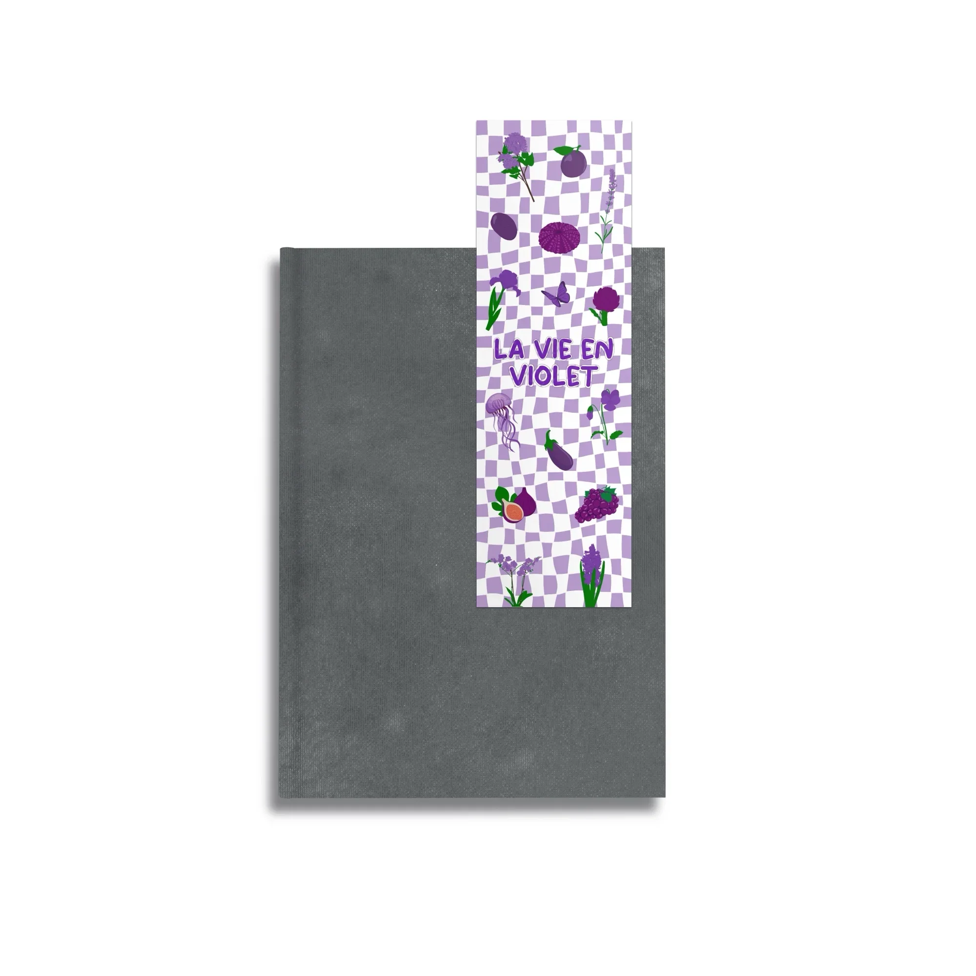Marque-page "La vie en violet", livre, imprimé recto sur papier 350g