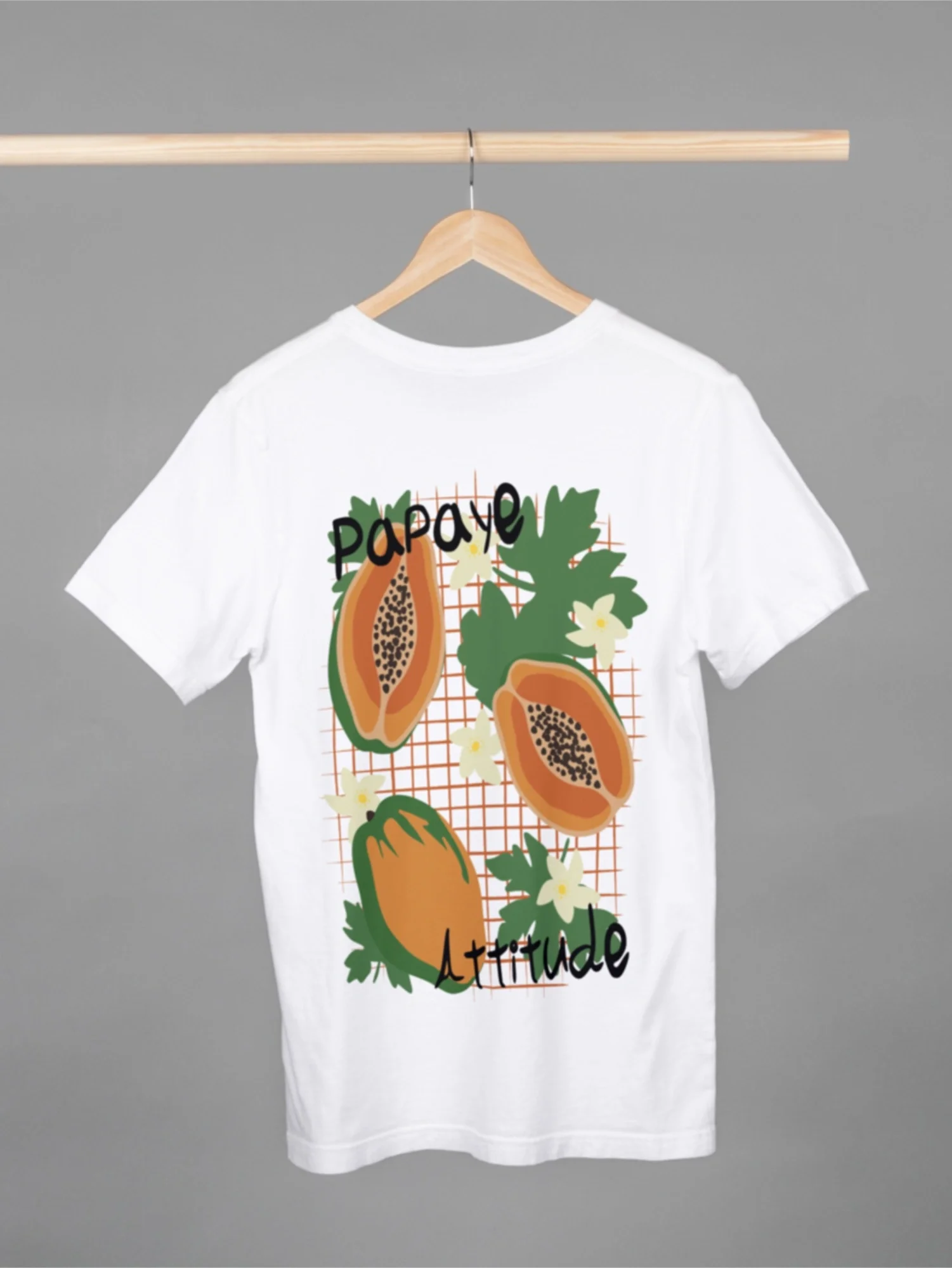 tshirt-papaye-fruits-fleurs-unisexe-taille-unique.webp