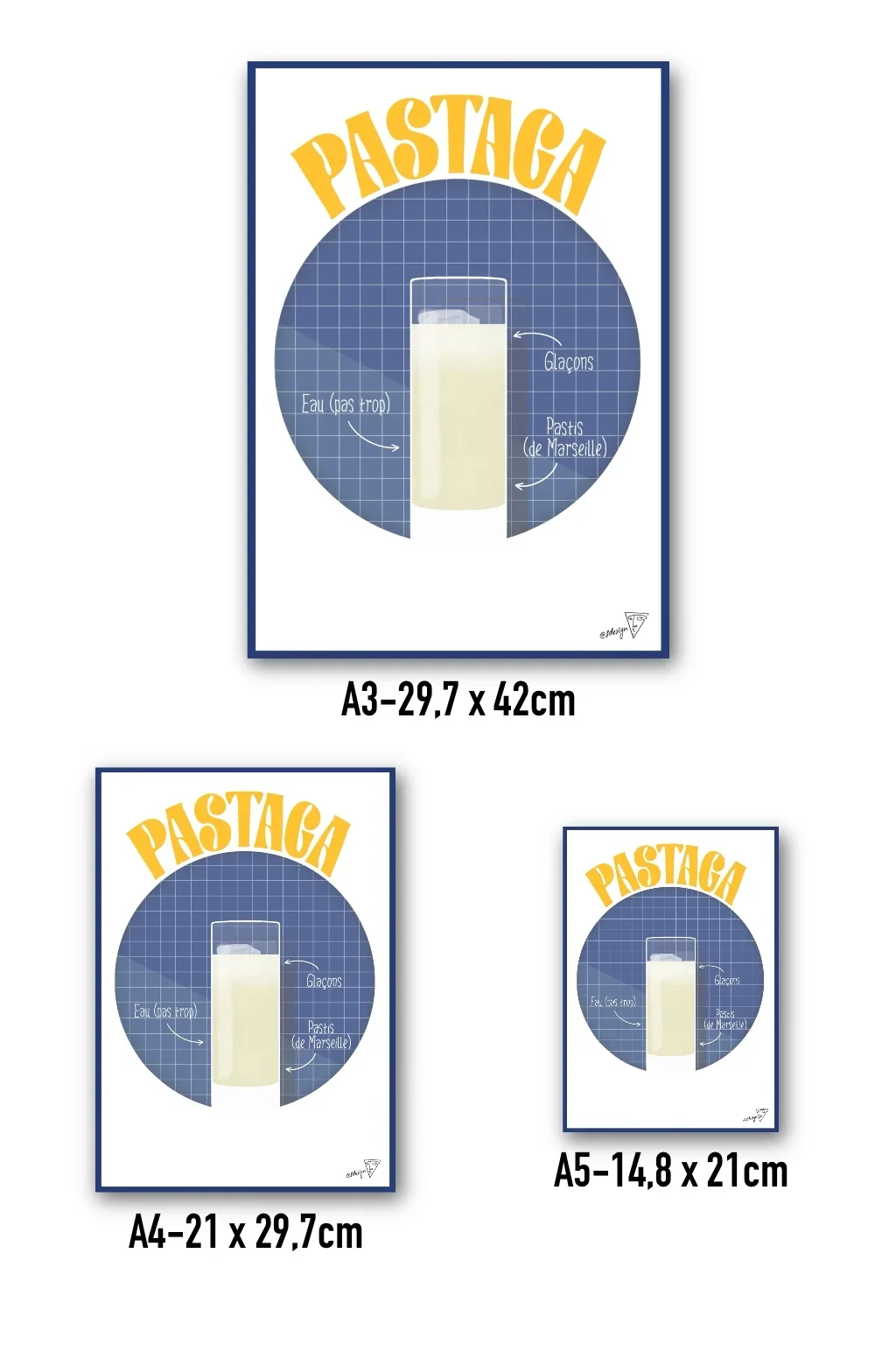 Affiche cocktail Pastaga disponible en formats A3, A4, A5 - création SDesiGn