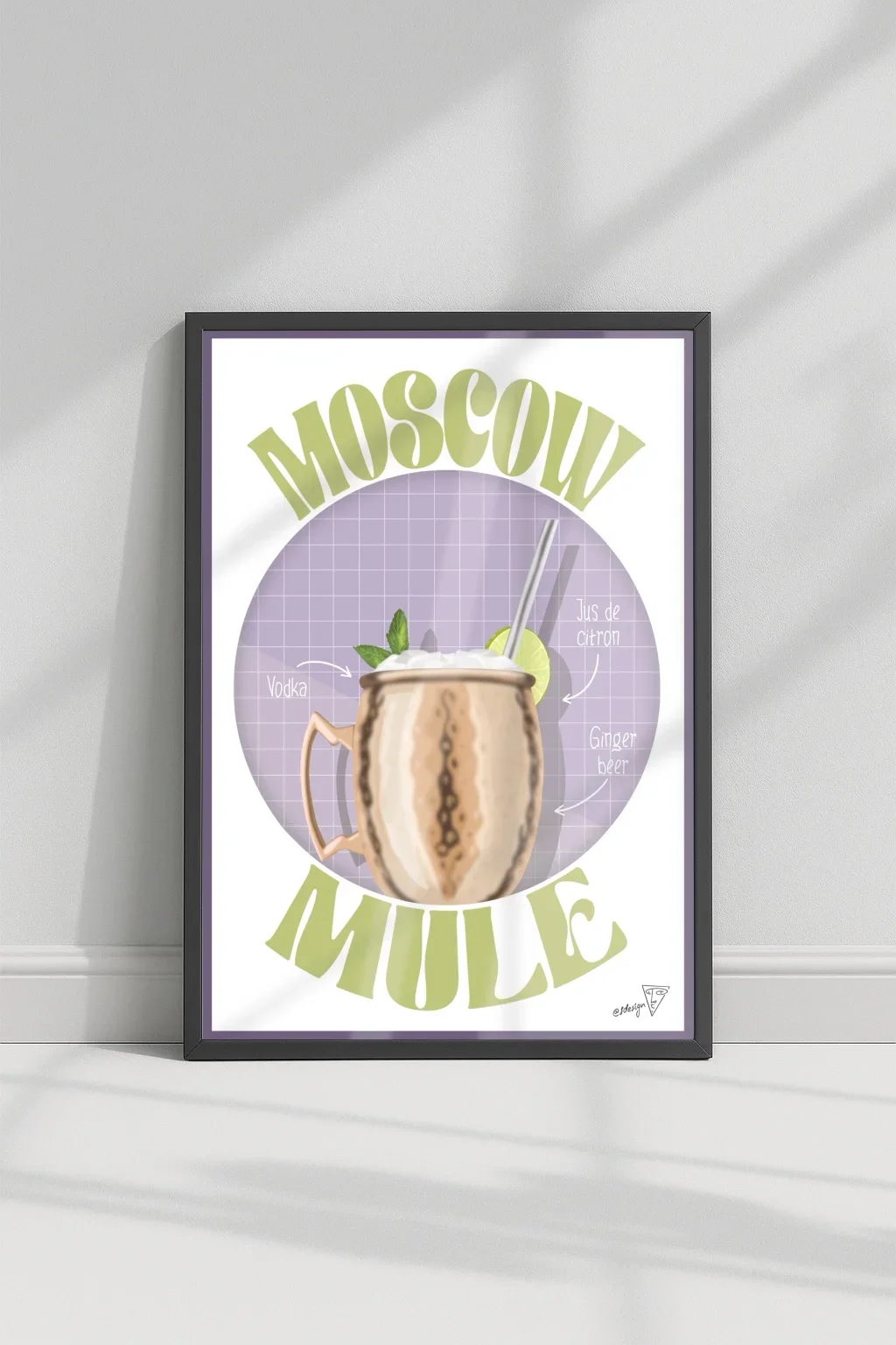 Affiche cocktail Moscow Mule dans un cadre, décoration murale