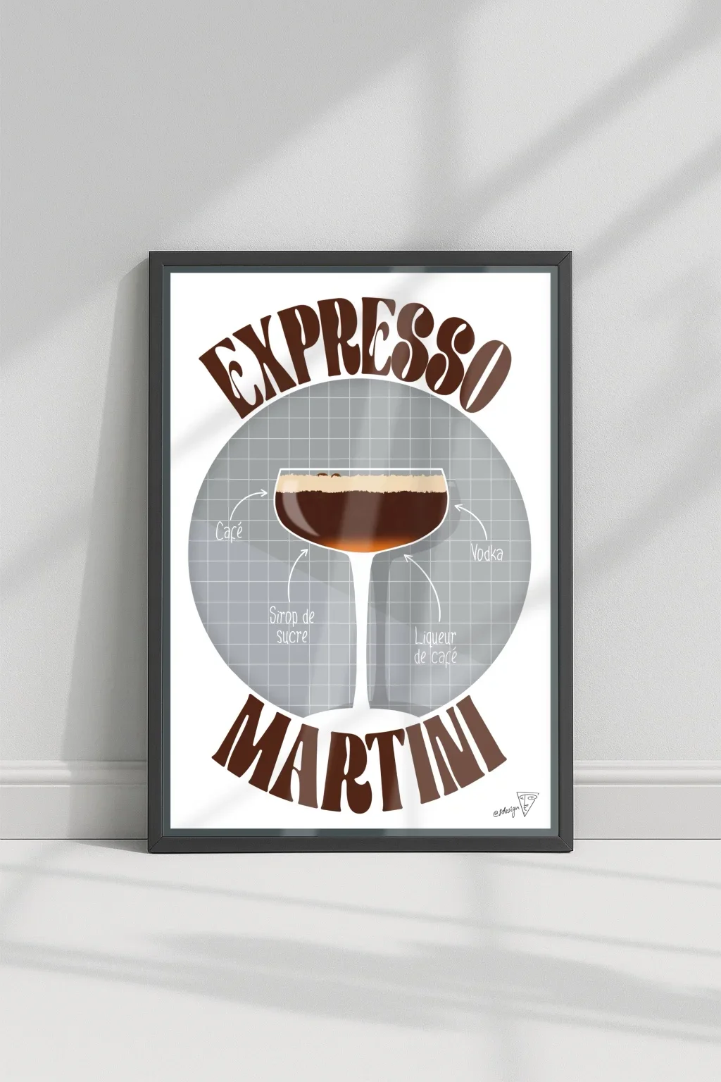 Affiche cocktail Expresso Martini dans un cadre, décoration murale