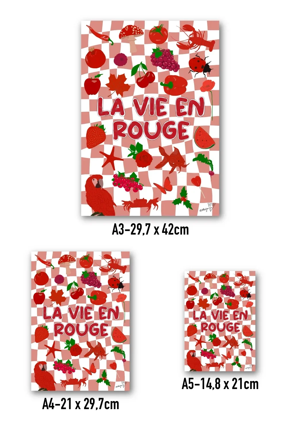 Affiche "La vie en rouge" disponibles en format A3, A4, et A5