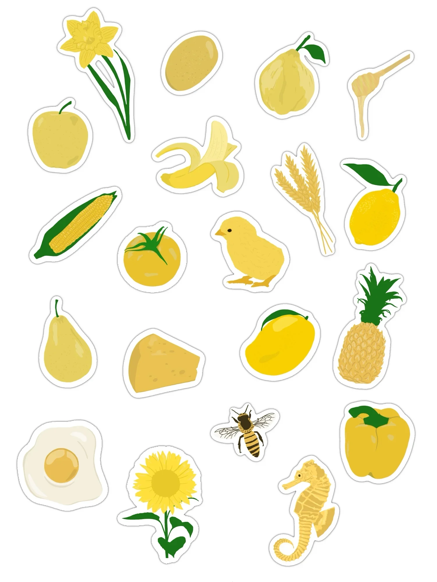 Pack stickers détaillé "La vie en jaune", symboles jaunes, stickers waterproof