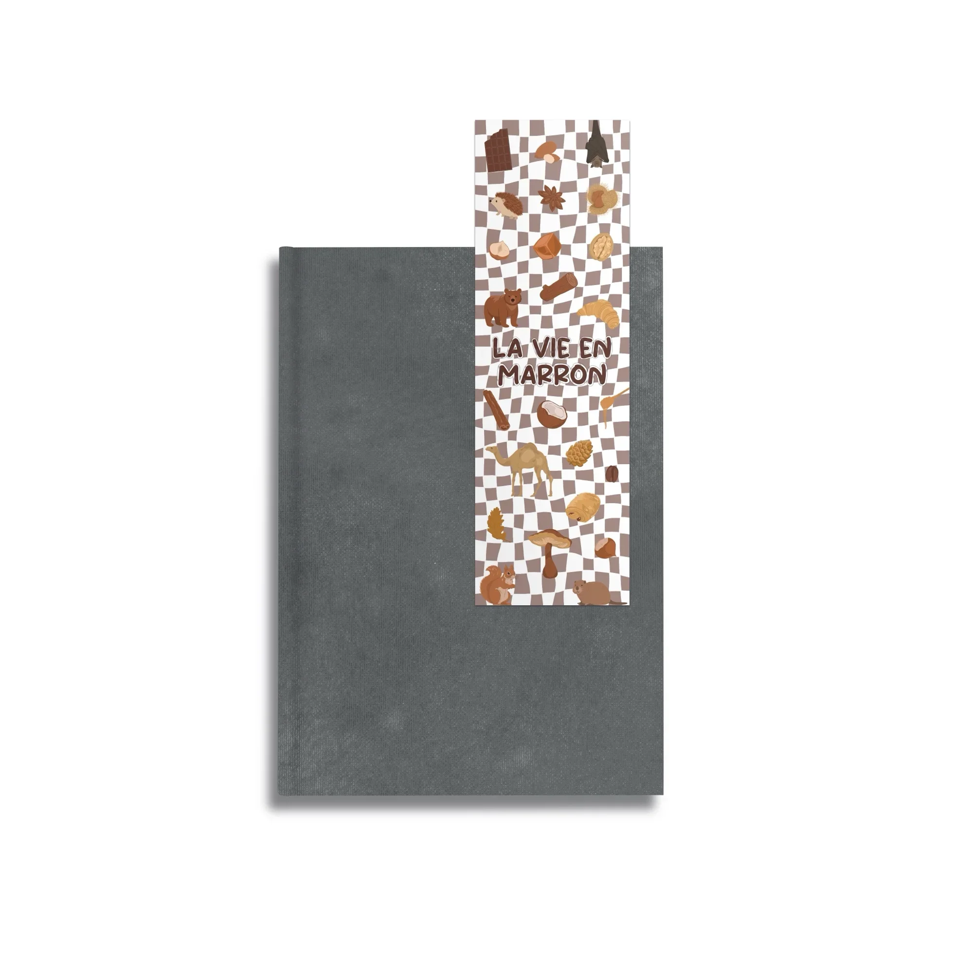 Marque-page "La vie en marron", livre, imprimé recto sur papier 350g
