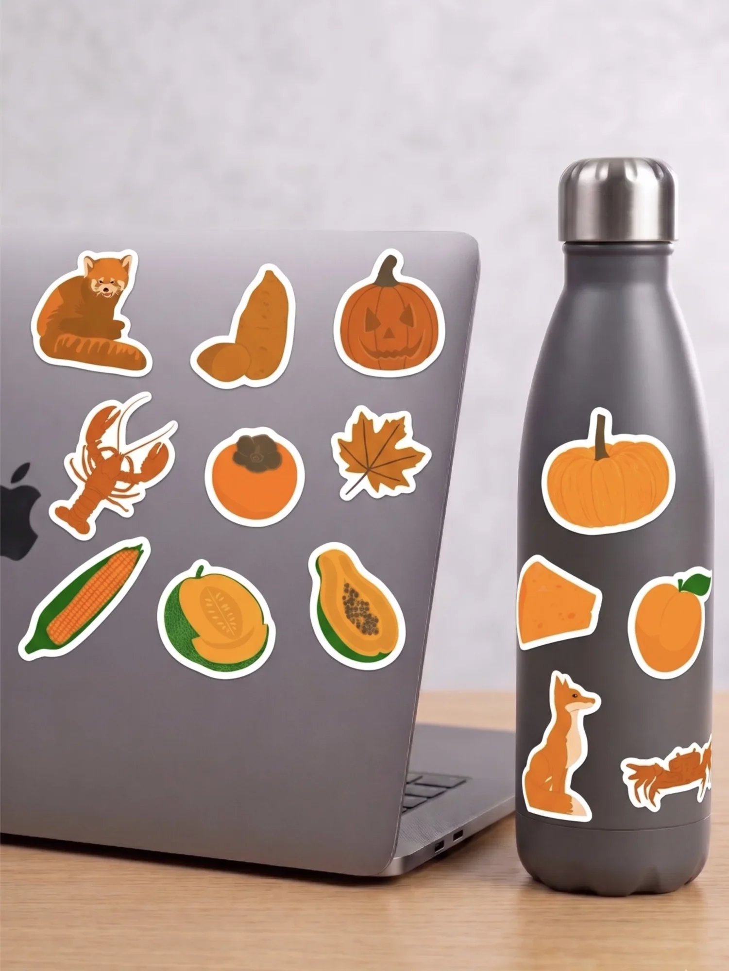 Pack stickers mise en situation "La vie en orange", symboles oranges, stickers waterproof