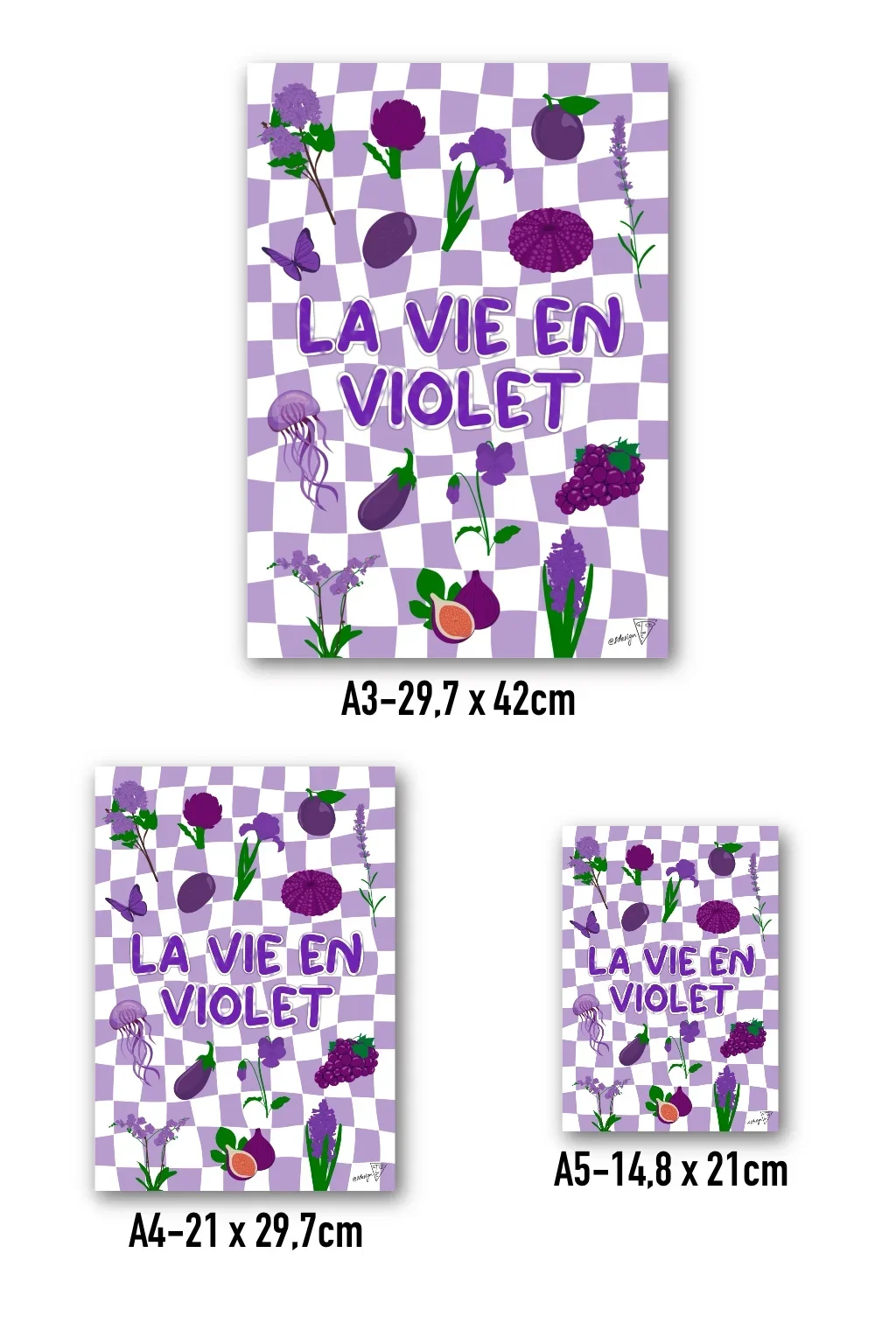 Affiche "La vie en violet" disponibles en format A3, A4, et A5