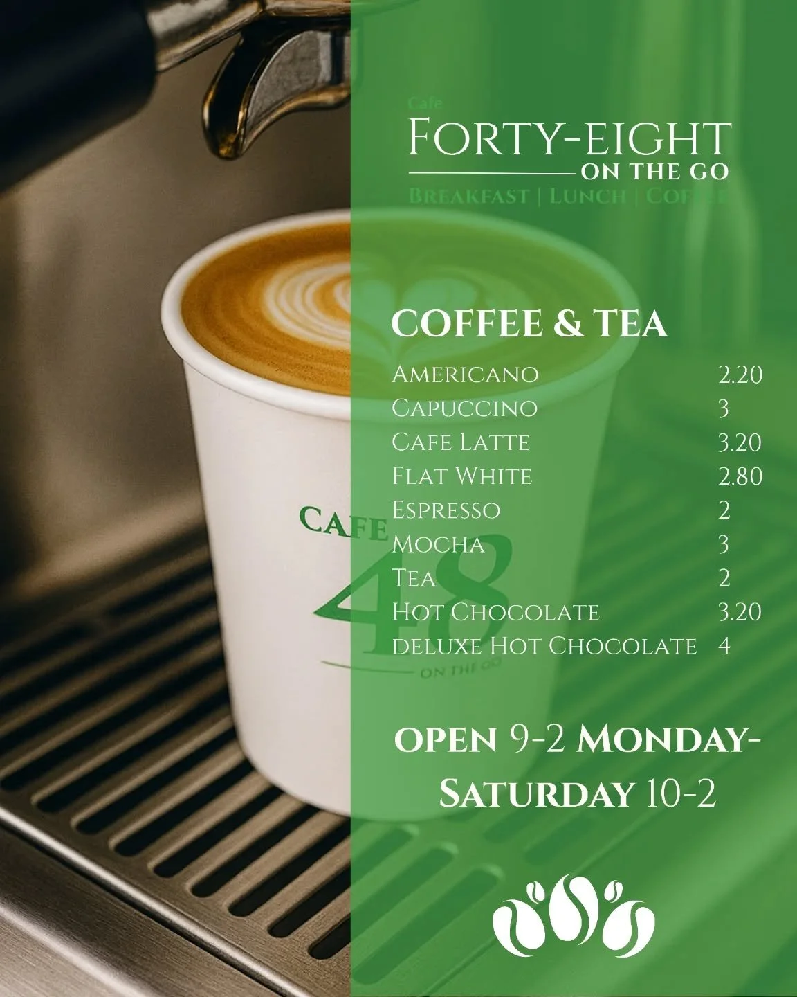 ☕ Fresh brews. Smooth flat whites. Proper coffee.

Pop into Forty-Eight On The Go for your morning pick-me-up or weekend caffeine fix.

☕ Open 9&ndash;2 Mon&ndash;Fri | 10&ndash;2 Sat

#Cafe48 #Burscough #CoffeeTime #FlatWhite #LocalCafe