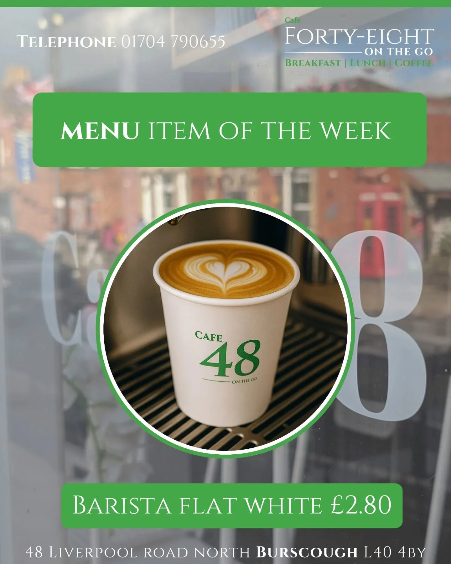 ☕ Fresh brews and Proper coffee.

Vist Forty-Eight On The Go for your morning pick-me-up or weekend caffeine fix.

☕ Open 9&ndash;2 Mon&ndash;Fri | 10&ndash;2 Sat

#Cafe48 #Burscough #CoffeeTime #FlatWhite #localcafe