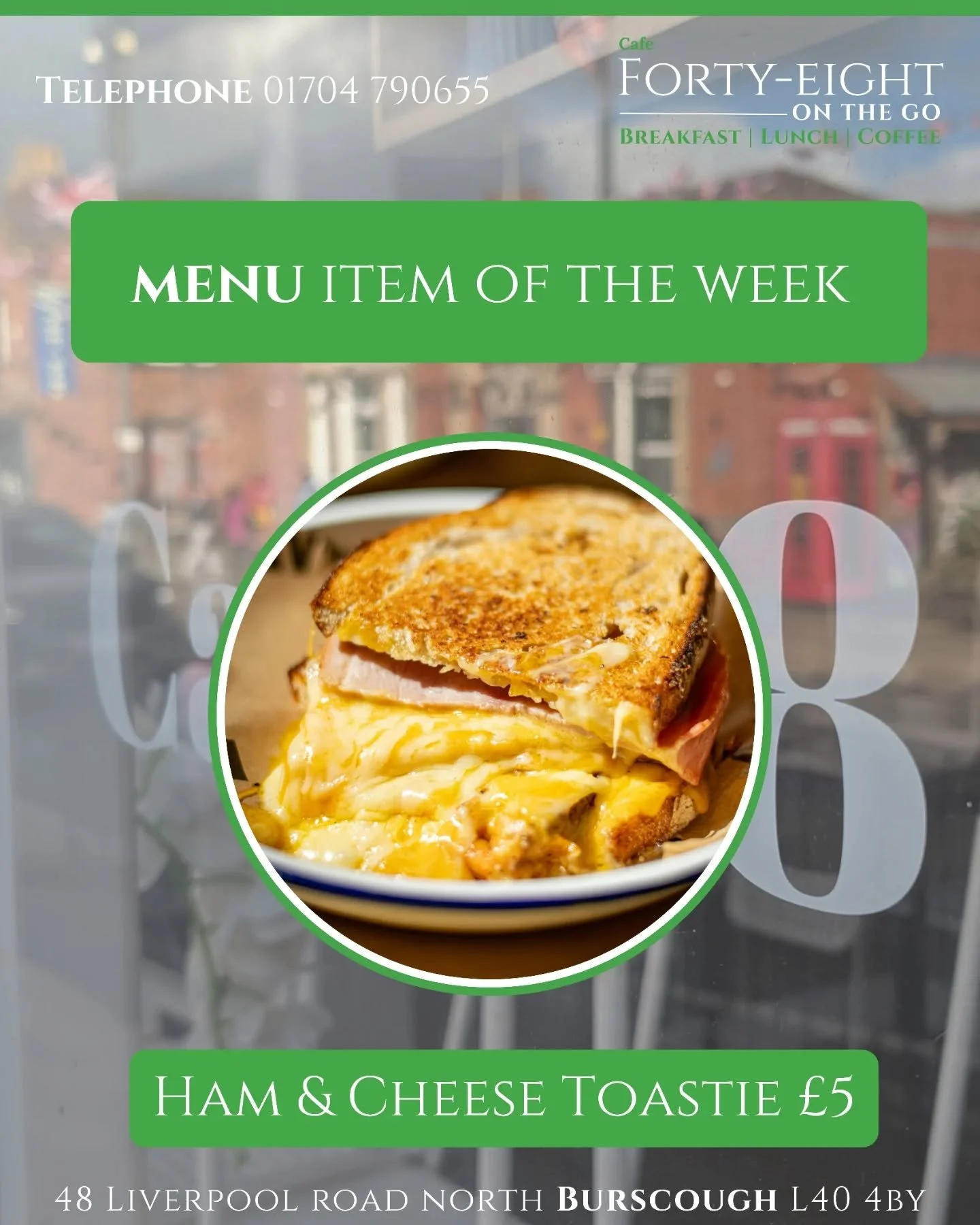 😋😋 This week's menu items is a classic at Cafe 48! 

Our own delicious, melt in your mouth ham &amp; cheese toastie! 

Perfect for lunch on the go. 9-2 Monday to Friday! 

#Cafe48 #Burscough #BurscoughVillage #LancashireEats #LunchOnTheGo #FreshFoo