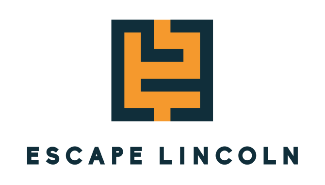 Logo with a maze-like design above the text 'Escape Lincoln' in bold uppercase letters.