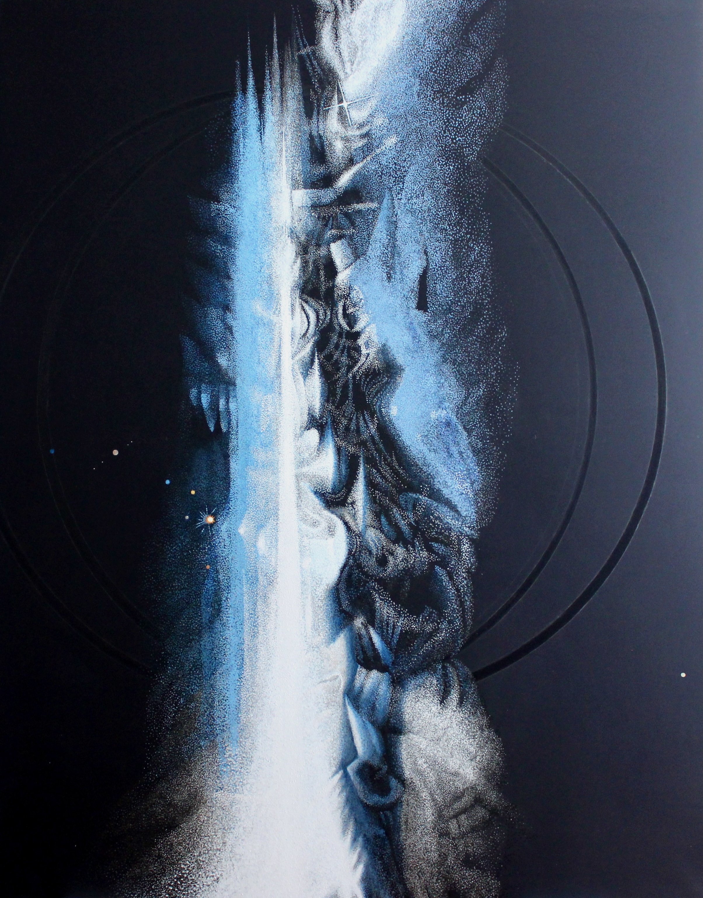 Milky Way, 2025
mineral pigment, seashells, coral, mica, acrylic, and salt on linen, 96 × 76 