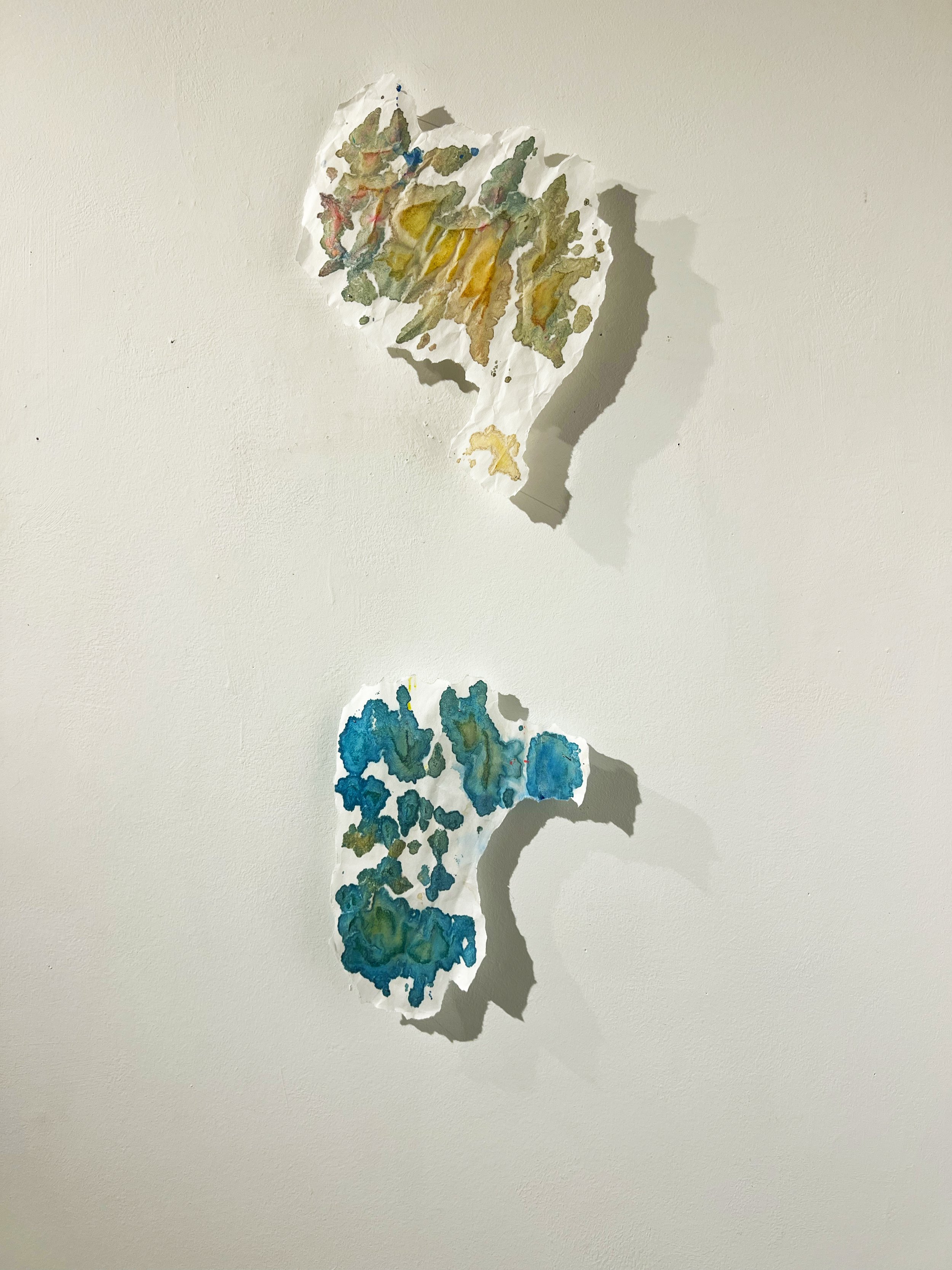 Samantha Jones: "Archipelagations," 2025. Islands of Thought and Being. Paper, ink, straight pins, 16 × 12 × 1 inches.