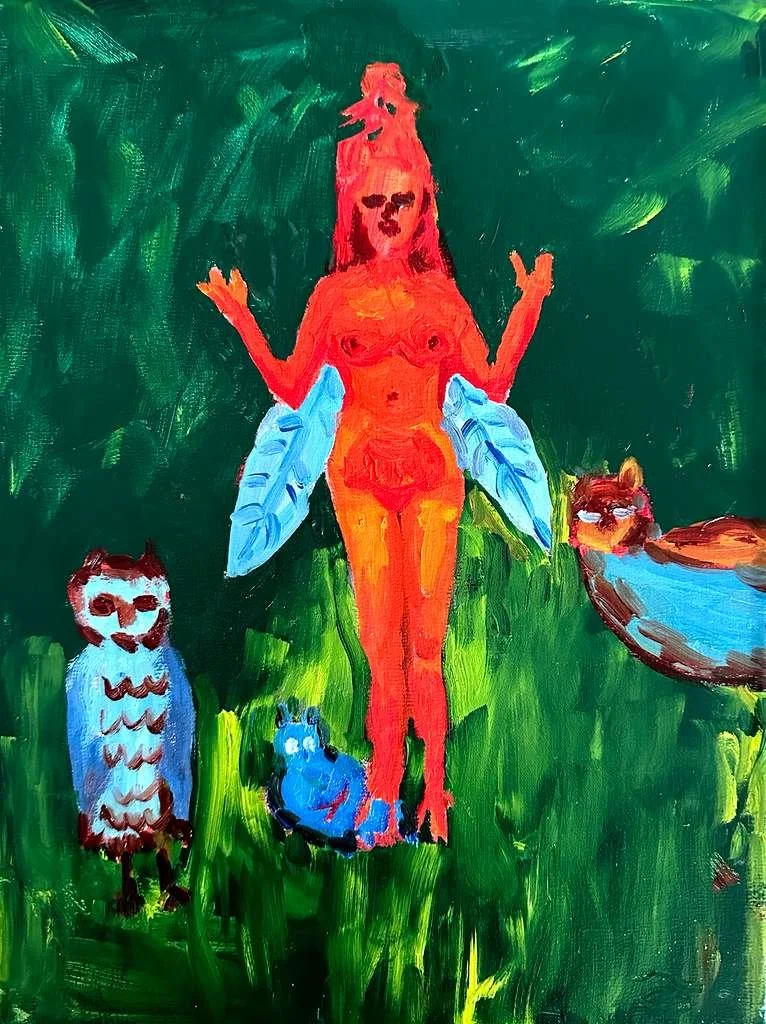 Patricia Tewes Richards, Queen of the Night, 2026. Acrylic on wood panel, 16 in x 12 in