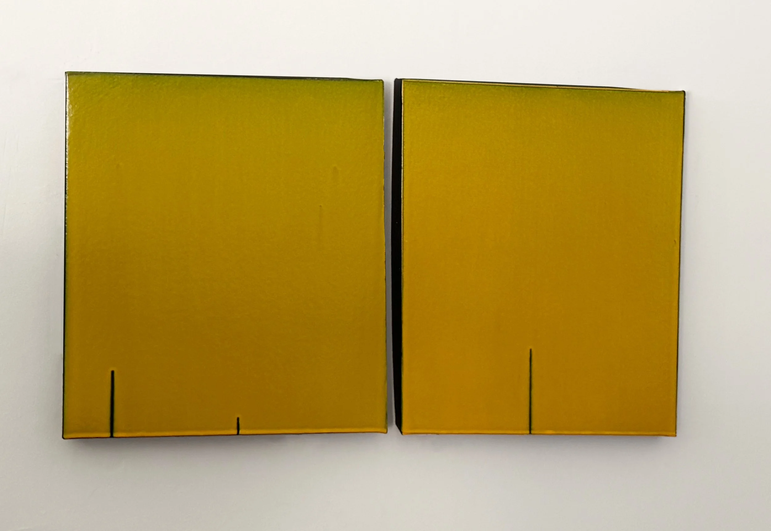 Susan Poirie, In Conversation, 2026. Diptych: Acrylic on constructed paper panel
12.5 (L) x 19.75 (W) x 1 in (D).